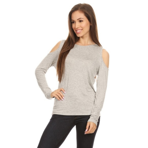 Tops - Women's Cold Shoulder Jersey Tee Scoop Neckline HG